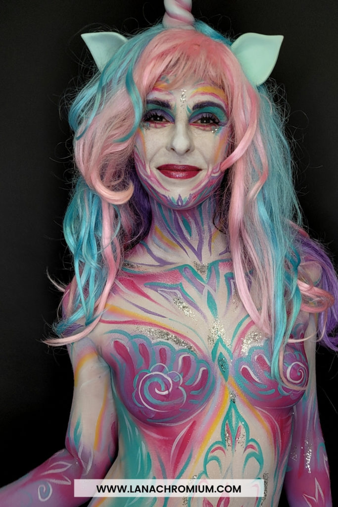 Unicorn 🦄 body painting on Rochelle